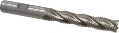 Interstate - 1/2" Diam, Coarse Pitch, 2-1/2" LOC, 4 Flute Cobalt Roughing Square End Mill - Uncoated, 4-1/2" OAL, 1/2" Shank Diam, Single End - USA Tool & Supply