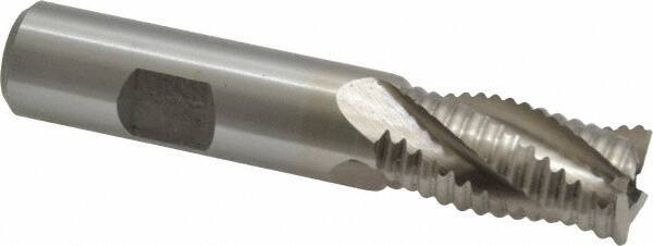 Interstate - 5/8" Diam, Coarse Pitch, 1-1/4" LOC, 4 Flute Cobalt Roughing Square End Mill - Uncoated, 3-3/8" OAL, 5/8" Shank Diam, Single End - USA Tool & Supply