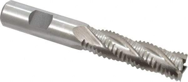 Interstate - 5/8" Diam, Coarse Pitch, 2-1/8" LOC, 4 Flute Cobalt Roughing Square End Mill - Uncoated, 4-1/4" OAL, 5/8" Shank Diam, Single End - USA Tool & Supply