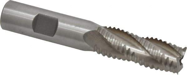Interstate - 5/8" Diam, Coarse Pitch, 1-5/8" LOC, 4 Flute Cobalt Roughing Square End Mill - Uncoated, 3-3/4" OAL, 5/8" Shank Diam, Single End - USA Tool & Supply