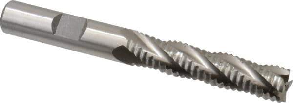Interstate - 3/8" Diam, Coarse Pitch, 1-5/8" LOC, 4 Flute Cobalt Roughing Square End Mill - Uncoated, 3-3/16" OAL, 3/8" Shank Diam, Single End - USA Tool & Supply