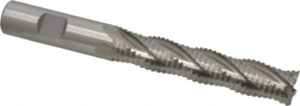 Interstate - 5/8" Diam, Coarse Pitch, 3-1/8" LOC, 4 Flute Cobalt Roughing Square End Mill - Uncoated, 5-1/4" OAL, 5/8" Shank Diam, Single End - USA Tool & Supply