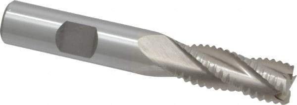 Interstate - 15/32" Diam, Coarse Pitch, 1-1/4" LOC, 4 Flute Cobalt Roughing Square End Mill - Uncoated, 3-1/4" OAL, 1/2" Shank Diam, Single End - USA Tool & Supply