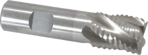 Interstate - 7/8" Diam, Coarse Pitch, 1-1/8" LOC, 5 Flute Cobalt Roughing Square End Mill - Uncoated, 3-3/8" OAL, 3/4" Shank Diam, Single End - USA Tool & Supply