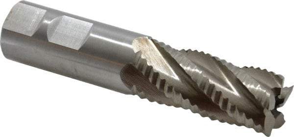 Interstate - 7/8" Diam, Coarse Pitch, 1-7/8" LOC, 5 Flute Cobalt Roughing Square End Mill - Uncoated, 4-1/8" OAL, 7/8" Shank Diam, Single End - USA Tool & Supply