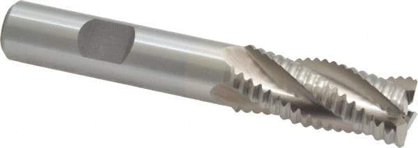 Interstate - 9/16" Diam, Coarse Pitch, 1-3/8" LOC, 4 Flute Cobalt Roughing Square End Mill - Uncoated, 3-3/8" OAL, 1/2" Shank Diam, Single End - USA Tool & Supply