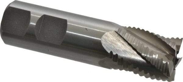 Interstate - 7/8" Diam, Coarse Pitch, 1-1/8" LOC, 5 Flute Cobalt Roughing Square End Mill - Uncoated, 3-3/8" OAL, 7/8" Shank Diam, Single End - USA Tool & Supply