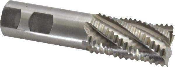 Interstate - 1-1/8" Diam, Coarse Pitch, 2" LOC, 6 Flute Cobalt Roughing Square End Mill - Uncoated, 4-1/2" OAL, 1" Shank Diam, Single End - USA Tool & Supply