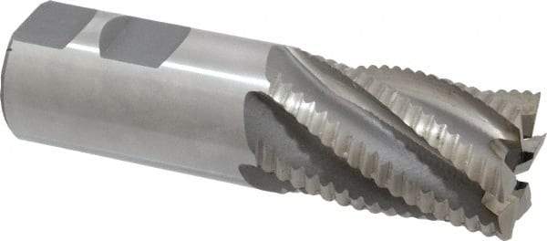 Interstate - 1-1/4" Diam, Coarse Pitch, 2" LOC, 6 Flute Cobalt Roughing Square End Mill - Uncoated, 4-1/2" OAL, 1-1/4" Shank Diam, Single End - USA Tool & Supply