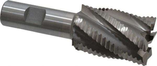 Interstate - 1-3/8" Diam, Coarse Pitch, 2" LOC, 6 Flute Cobalt Roughing Square End Mill - Uncoated, 4-1/4" OAL, 3/4" Shank Diam, Single End - USA Tool & Supply