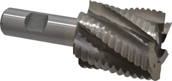 Interstate - 1-3/4" Diam, Coarse Pitch, 2" LOC, 6 Flute Cobalt Roughing Square End Mill - Uncoated, 4-1/4" OAL, 3/4" Shank Diam, Single End - USA Tool & Supply