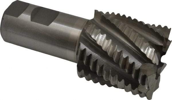 Interstate - 2" Diam, Coarse Pitch, 2" LOC, 8 Flute Cobalt Roughing Square End Mill - Uncoated, 4-1/2" OAL, 1-1/4" Shank Diam, Single End - USA Tool & Supply