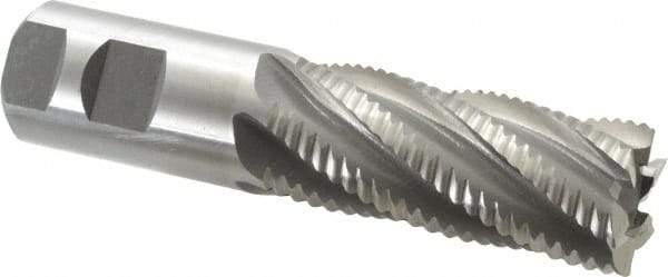 Interstate - 1-1/4" Diam, Coarse Pitch, 3" LOC, 6 Flute Cobalt Roughing Square End Mill - Uncoated, 5-1/2" OAL, 1-1/4" Shank Diam, Single End - USA Tool & Supply