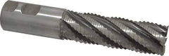 Interstate - 1-1/4" Diam, Coarse Pitch, 4" LOC, 6 Flute Cobalt Roughing Square End Mill - Uncoated, 6-1/2" OAL, 1-1/4" Shank Diam, Single End - USA Tool & Supply