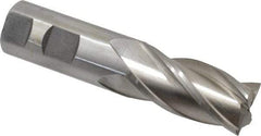 Interstate - 1", 2" LOC, 1" Shank Diam, 4-1/2" OAL, 4 Flute, High Speed Steel Square End Mill - Single End, Uncoated, Spiral Flute, 30° Helix, Centercutting, Right Hand Cut, Right Hand Flute - USA Tool & Supply