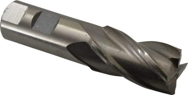 Interstate - 1-1/8", 2" LOC, 1" Shank Diam, 4-1/2" OAL, 4 Flute, High Speed Steel Square End Mill - Single End, Uncoated, Spiral Flute, 30° Helix, Centercutting, Right Hand Cut, Right Hand Flute - USA Tool & Supply