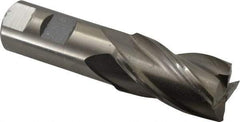Interstate - 1-1/8", 2" LOC, 1" Shank Diam, 4-1/2" OAL, 4 Flute, High Speed Steel Square End Mill - Single End, Uncoated, Spiral Flute, 30° Helix, Centercutting, Right Hand Cut, Right Hand Flute - USA Tool & Supply