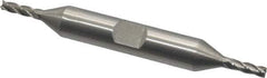 Interstate - 1/8", 3/8" LOC, 3/8" Shank Diam, 3-1/16" OAL, 4 Flute, High Speed Steel Square End Mill - Double End, Uncoated, Spiral Flute, 30° Helix, Centercutting, Right Hand Cut, Right Hand Flute - USA Tool & Supply