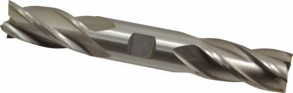 Interstate - 7/8", 1-7/8" LOC, 7/8" Shank Diam, 6-1/8" OAL, 4 Flute, High Speed Steel Square End Mill - Double End, Uncoated, Spiral Flute, 30° Helix, Centercutting, Right Hand Cut, Right Hand Flute - USA Tool & Supply