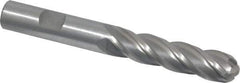 Interstate - 1/2" Diam, 2" LOC, 4 Flute High Speed Steel Ball End Mill - Uncoated, Single End, 4" OAL, 1/2" Shank Diam, Spiral Flute - USA Tool & Supply