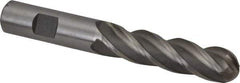 Interstate - 5/8" Diam, 2-1/2" LOC, 4 Flute High Speed Steel Ball End Mill - Uncoated, Single End, 4-5/8" OAL, 5/8" Shank Diam, Spiral Flute - USA Tool & Supply