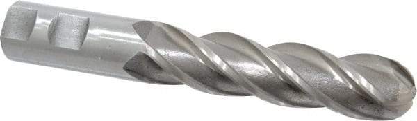 Interstate - 1" Diam, 4" LOC, 4 Flute High Speed Steel Ball End Mill - Uncoated, Single End, 6-1/2" OAL, 1" Shank Diam, Spiral Flute - USA Tool & Supply
