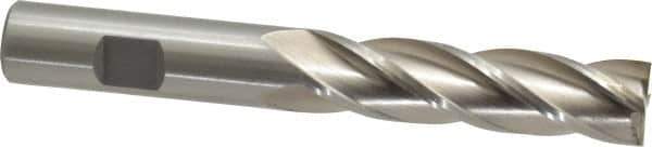 Interstate - 5/8", 2-1/2" LOC, 5/8" Shank Diam, 4-5/8" OAL, 4 Flute, High Speed Steel Square End Mill - Single End, Uncoated, Spiral Flute, 30° Helix, Centercutting, Right Hand Cut, Right Hand Flute - USA Tool & Supply