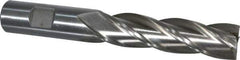 Interstate - 3/4", 3" LOC, 3/4" Shank Diam, 5-1/4" OAL, 4 Flute, High Speed Steel Square End Mill - Single End, Uncoated, Spiral Flute, 30° Helix, Centercutting, Right Hand Cut, Right Hand Flute - USA Tool & Supply