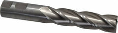 Interstate - 7/8", 3-1/2" LOC, 7/8" Shank Diam, 5-3/4" OAL, 4 Flute, High Speed Steel Square End Mill - Single End, Uncoated, Spiral Flute, 30° Helix, Centercutting, Right Hand Cut, Right Hand Flute - USA Tool & Supply