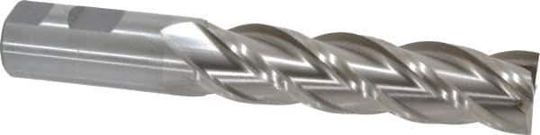 Interstate - 1", 4" LOC, 1" Shank Diam, 6-1/2" OAL, 4 Flute, High Speed Steel Square End Mill - Single End, Uncoated, Spiral Flute, 30° Helix, Centercutting, Right Hand Cut, Right Hand Flute - USA Tool & Supply