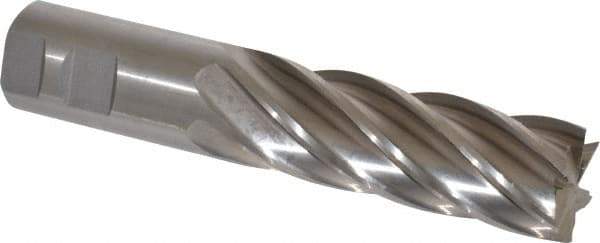 Interstate - 1-1/4", 4" LOC, 1-1/4" Shank Diam, 6-1/2" OAL, 6 Flute, High Speed Steel Square End Mill - Single End, Uncoated, Spiral Flute, 30° Helix, Centercutting, Right Hand Cut, Right Hand Flute - USA Tool & Supply