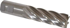 Interstate - 1-1/4", 4" LOC, 1-1/4" Shank Diam, 6-1/2" OAL, 6 Flute, High Speed Steel Square End Mill - Single End, Uncoated, Spiral Flute, 30° Helix, Centercutting, Right Hand Cut, Right Hand Flute - USA Tool & Supply
