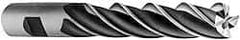 Interstate - 1-1/4", 6" LOC, 1-1/4" Shank Diam, 8-1/2" OAL, 6 Flute, High Speed Steel Square End Mill - Single End, Uncoated, Spiral Flute, 30° Helix, Centercutting, Right Hand Cut, Right Hand Flute - USA Tool & Supply