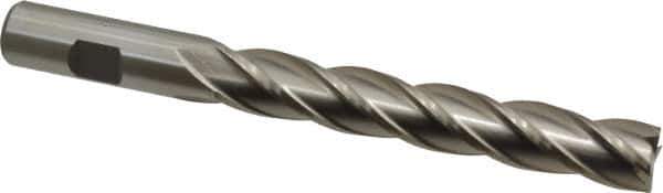 Interstate - 5/8", 4" LOC, 5/8" Shank Diam, 6-1/8" OAL, 4 Flute, High Speed Steel Square End Mill - Single End, Uncoated, Spiral Flute, 30° Helix, Centercutting, Right Hand Cut, Right Hand Flute - USA Tool & Supply