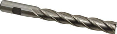 Interstate - 5/8", 4" LOC, 5/8" Shank Diam, 6-1/8" OAL, 4 Flute, High Speed Steel Square End Mill - Single End, Uncoated, Spiral Flute, 30° Helix, Centercutting, Right Hand Cut, Right Hand Flute - USA Tool & Supply