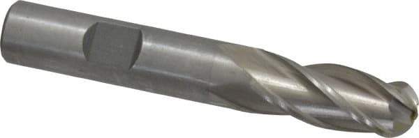 Interstate - 1/2" Diam, 1-1/4" LOC, 4 Flute High Speed Steel Ball End Mill - Uncoated, Single End, 3-1/4" OAL, 1/2" Shank Diam, Spiral Flute - USA Tool & Supply