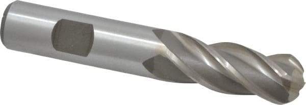 Interstate - 5/8" Diam, 1-5/8" LOC, 4 Flute High Speed Steel Ball End Mill - Uncoated, Single End, 3-3/4" OAL, 5/8" Shank Diam, Spiral Flute - USA Tool & Supply