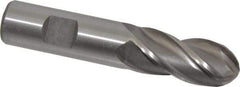 Interstate - 3/4" Diam, 1-5/8" LOC, 4 Flute High Speed Steel Ball End Mill - Uncoated, Single End, 3-7/8" OAL, 3/4" Shank Diam, Spiral Flute - USA Tool & Supply