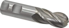 Interstate - 1" Diam, 2" LOC, 4 Flute High Speed Steel Ball End Mill - Uncoated, Single End, 4-1/2" OAL, 1" Shank Diam, Spiral Flute - USA Tool & Supply