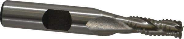 Interstate - 1/4" Diam, Coarse Pitch, 5/8" LOC, 3 Flute Cobalt Roughing Square End Mill - Uncoated, 2-7/16" OAL, 3/8" Shank Diam, Single End, Centercutting - USA Tool & Supply