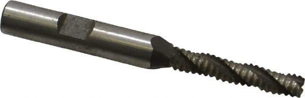 Interstate - 1/4" Diam, Coarse Pitch, 1-3/8" LOC, 3 Flute Cobalt Roughing Square End Mill - Uncoated, 3-1/8" OAL, 3/8" Shank Diam, Single End, Centercutting - USA Tool & Supply