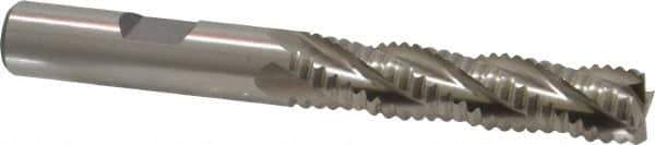 Interstate - 3/8" Diam, Coarse Pitch, 1-5/8" LOC, 4 Flute Cobalt Roughing Square End Mill - Uncoated, 3-3/16" OAL, 3/8" Shank Diam, Single End, Centercutting - USA Tool & Supply