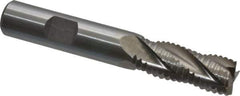 Interstate - 1/2" Diam, Coarse Pitch, 1-1/4" LOC, 4 Flute Cobalt Roughing Square End Mill - Uncoated, 3-1/4" OAL, 1/2" Shank Diam, Single End, Centercutting - USA Tool & Supply