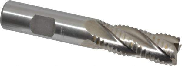 Interstate - 5/8" Diam, Coarse Pitch, 1-5/8" LOC, 4 Flute Cobalt Roughing Square End Mill - Uncoated, 3-3/4" OAL, 5/8" Shank Diam, Single End, Centercutting - USA Tool & Supply