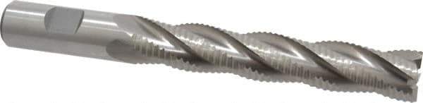 Interstate - 3/4" Diam, Coarse Pitch, 4-1/8" LOC, 4 Flute Cobalt Roughing Square End Mill - Uncoated, 6-3/8" OAL, 3/4" Shank Diam, Single End, Centercutting - USA Tool & Supply