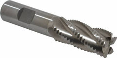 Interstate - 7/8" Diam, Coarse Pitch, 1-7/8" LOC, 5 Flute Cobalt Roughing Square End Mill - Uncoated, 4-1/8" OAL, 3/4" Shank Diam, Single End, Centercutting - USA Tool & Supply