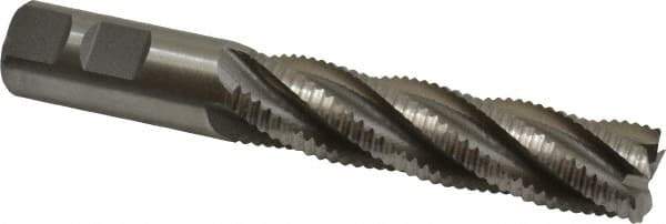 Interstate - 7/8" Diam, Coarse Pitch, 3-1/2" LOC, 5 Flute Cobalt Roughing Square End Mill - Uncoated, 5-3/4" OAL, 7/8" Shank Diam, Single End, Centercutting - USA Tool & Supply