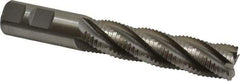 Interstate - 7/8" Diam, Coarse Pitch, 3-1/2" LOC, 5 Flute Cobalt Roughing Square End Mill - Uncoated, 5-3/4" OAL, 7/8" Shank Diam, Single End, Centercutting - USA Tool & Supply