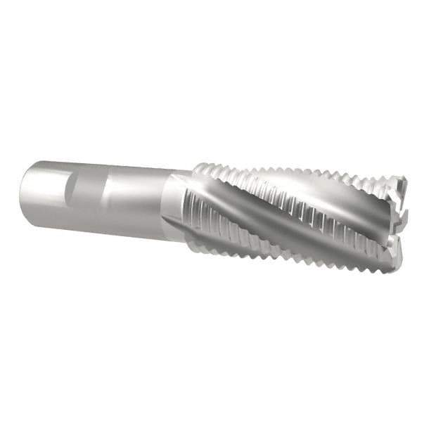 Interstate - 1" Diam, Coarse Pitch, 2" LOC, 5 Flute Cobalt Roughing Square End Mill - Uncoated, 4-1/4" OAL, 3/4" Shank Diam, Single End, Centercutting - USA Tool & Supply