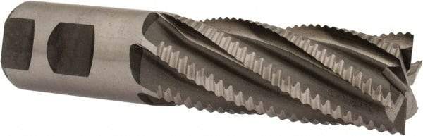 Interstate - 1-1/4" Diam, Coarse Pitch, 3" LOC, 6 Flute Cobalt Roughing Square End Mill - Uncoated, 5-1/2" OAL, 1-1/4" Shank Diam, Single End, Centercutting - USA Tool & Supply